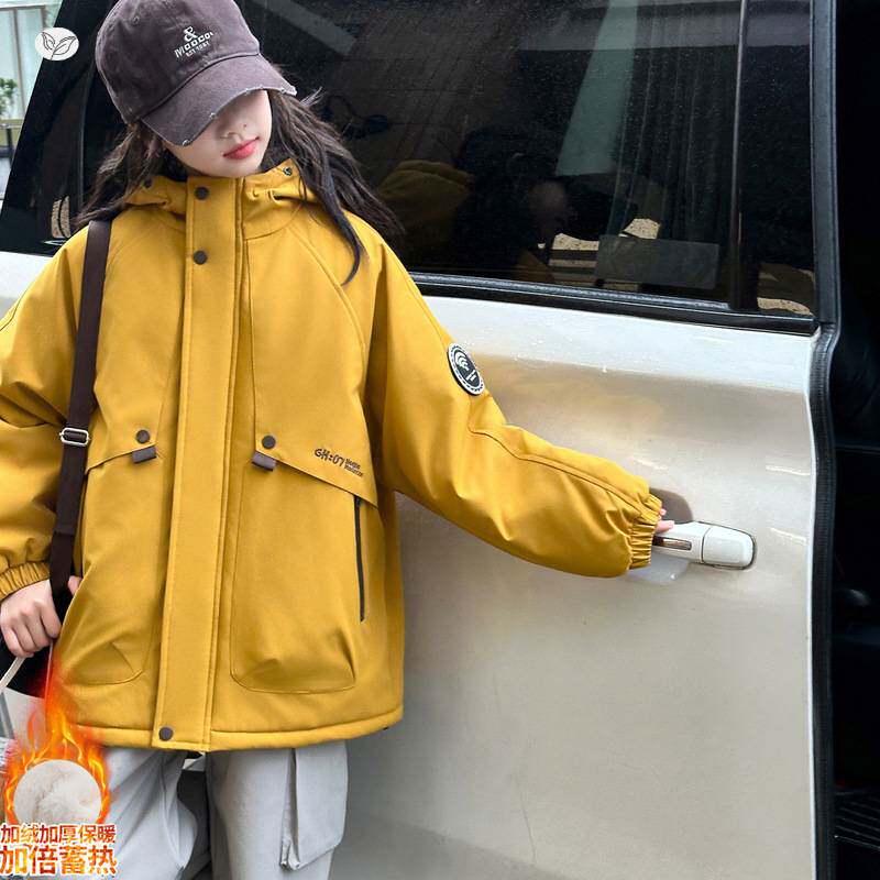 官方正品女童夹棉派克服棉服2025年冬季新款中大童休闲夹克衫外出