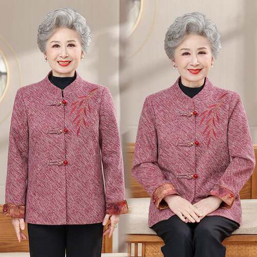 官方正品洋气新中式国风中老年人妈妈装外套60岁70奶奶春秋款女装