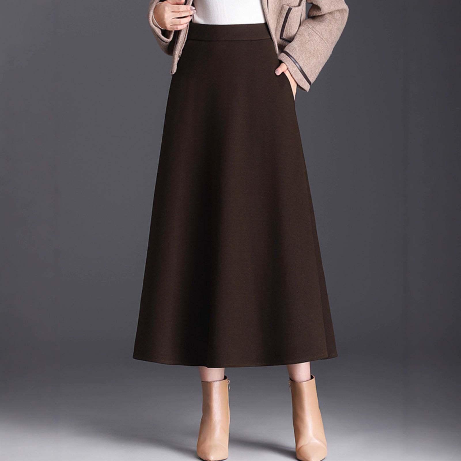 官方正品加厚毛呢半身长裙女秋冬裙子2026新款气质高腰半裙显瘦口