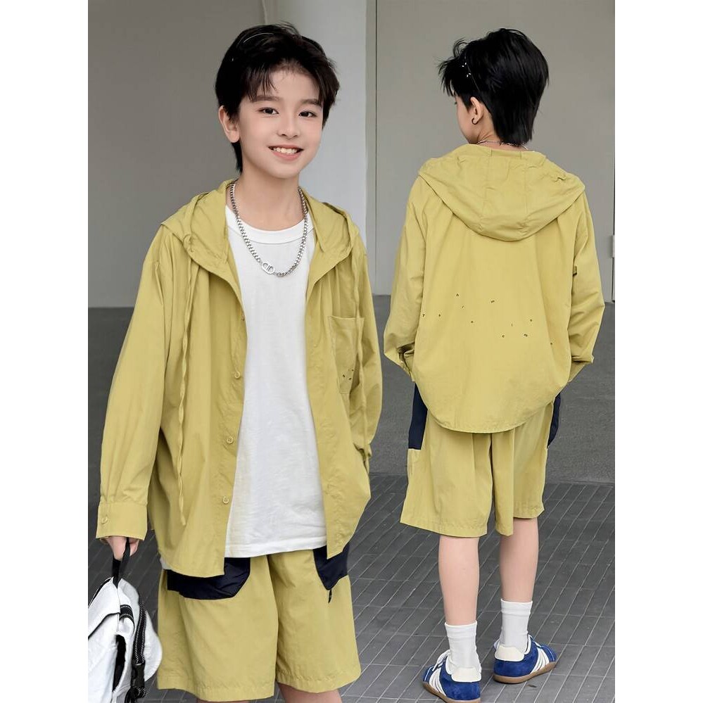 官方正品男童防晒套装2026夏季新款儿童韩版薄款外套短裤中大童潮