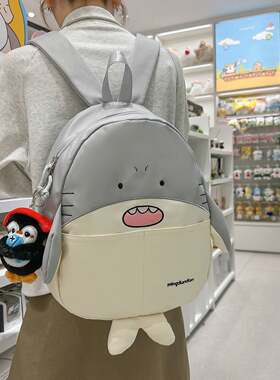 官方正品日系少女休闲卡通搞怪企鹅猫头鹰帆布双肩包个性可爱闺蜜