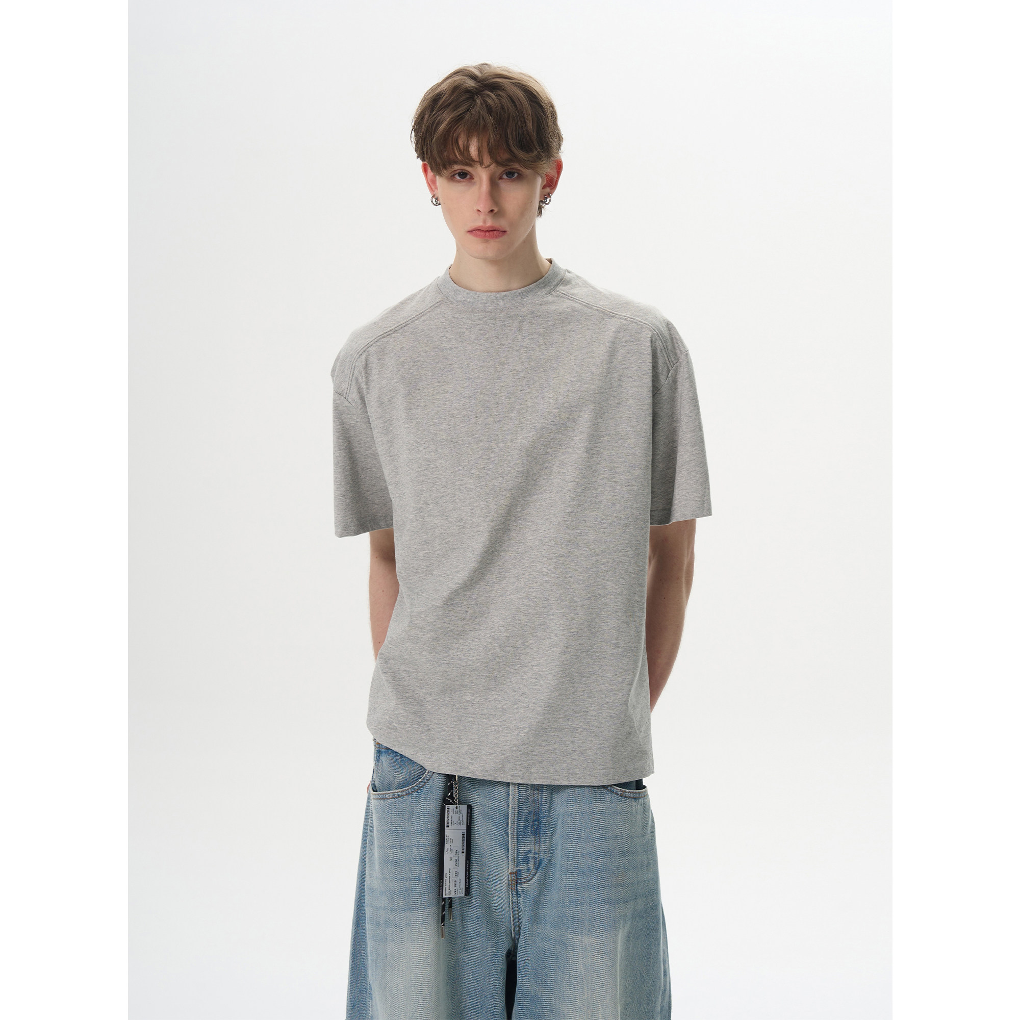 thumbnail for MaxDstr sorona cool fabric American boxy fit stitching deconstructed cleanfit short sleeve T-shirt for men