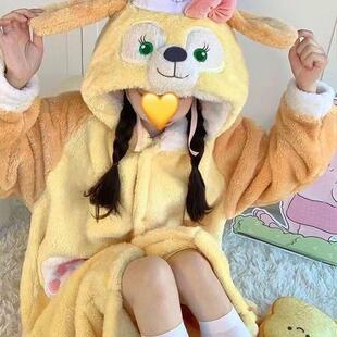 BIBIG 卡通连帽厨师狗睡袍 杂货铺可爱黄油饼饼睡衣少女心秋冬季