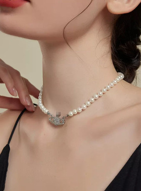 欧美新款土星珍珠项链