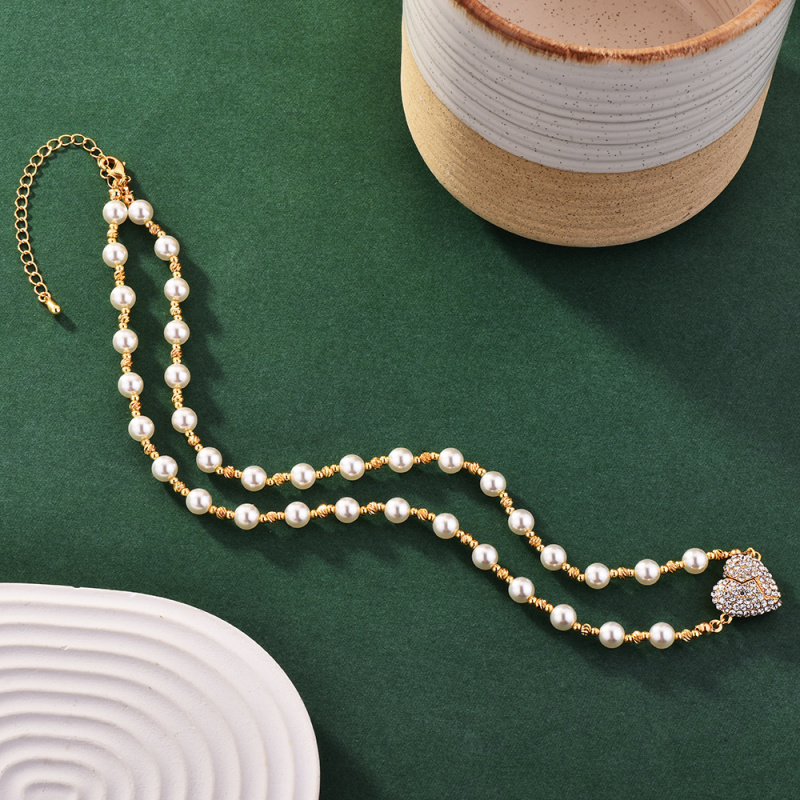 高级感爱心磁吸珍珠项链