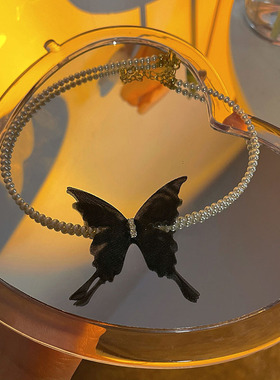 网纱蝴蝶珍珠锁骨链30