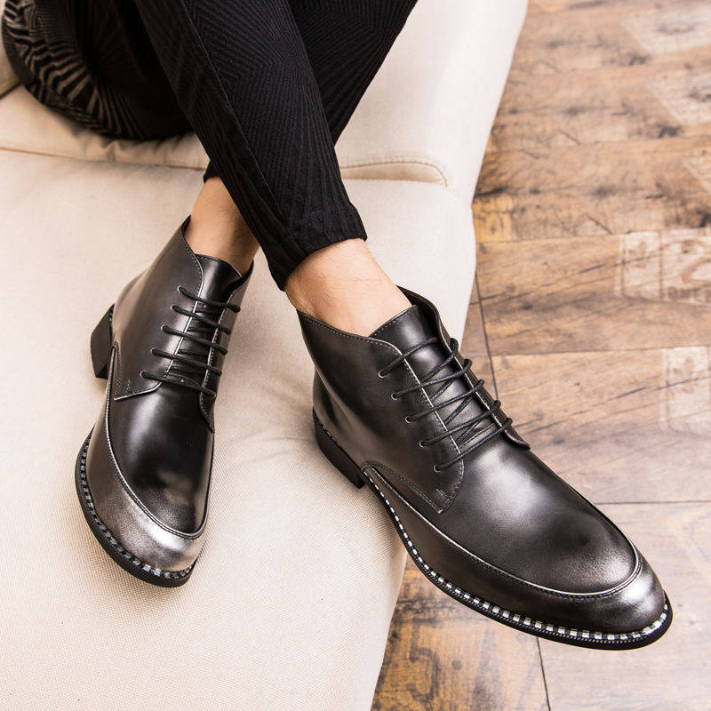 韩版皮靴男英伦尖头短靴发型师皮鞋男靴子休闲马丁靴中帮短筒潮靴|ruв категории Мужская обувь, сапоги - от Buy2taobao.com для оказания профессиональной услуги покупки агента Taobao