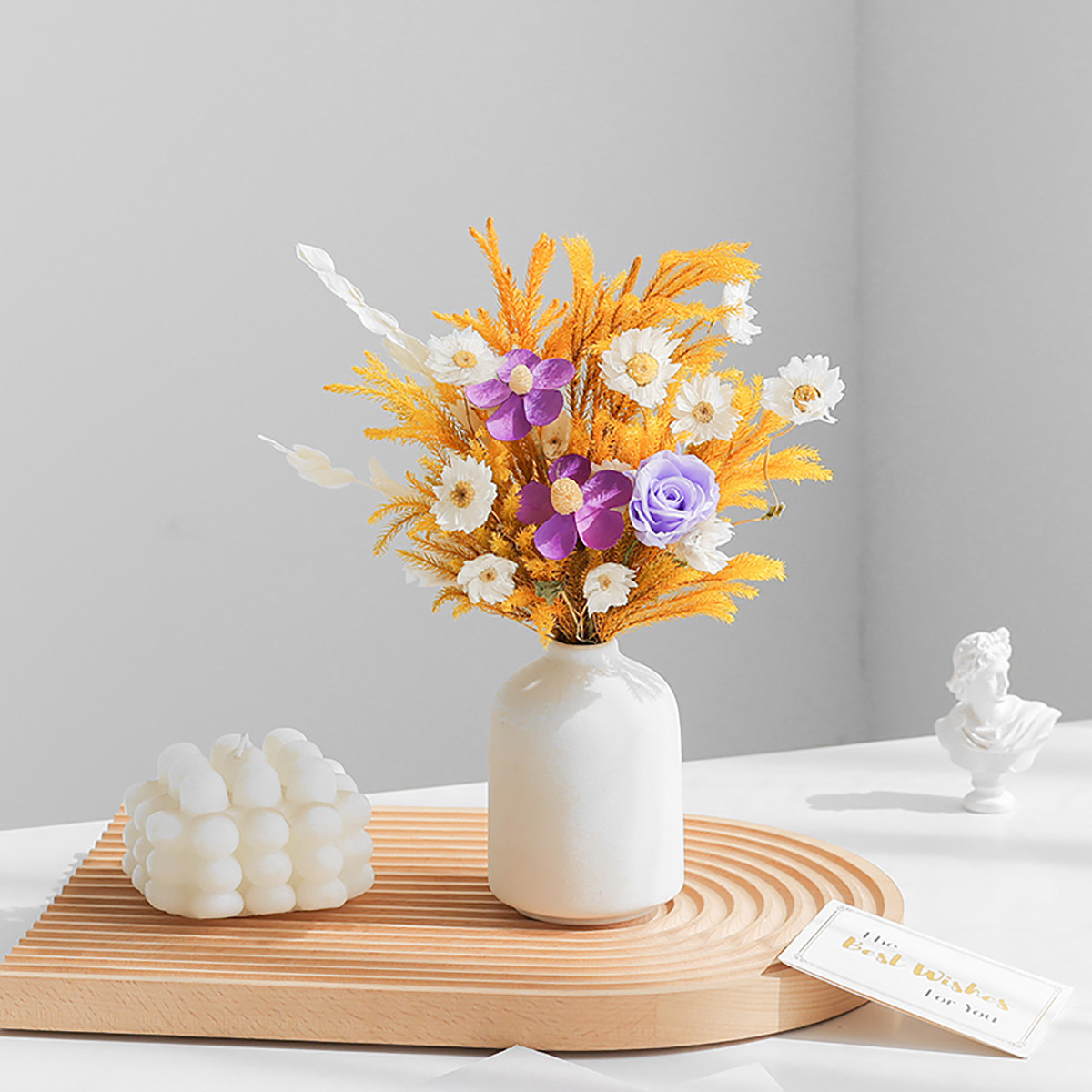 永生玫瑰真花干花花束通草花轻奢高档客厅摆设diy材料装饰摆件