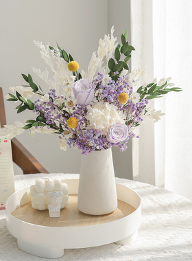 干花花束玫瑰花天然真花永生通草花风干客厅摆设轻奢高端装饰摆件