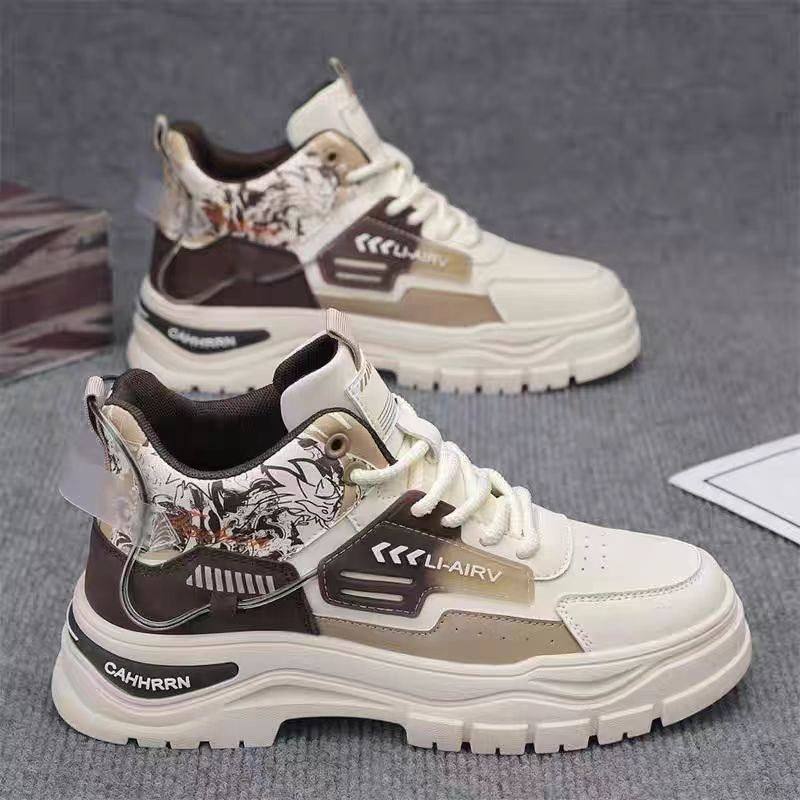 马丁靴男秋季2025新款高帮板鞋透气休闲百搭男士潮流平板厚底潮鞋,流行男鞋,帆布鞋,淘宝优惠券,粉丝福利购,淘宝优惠卷