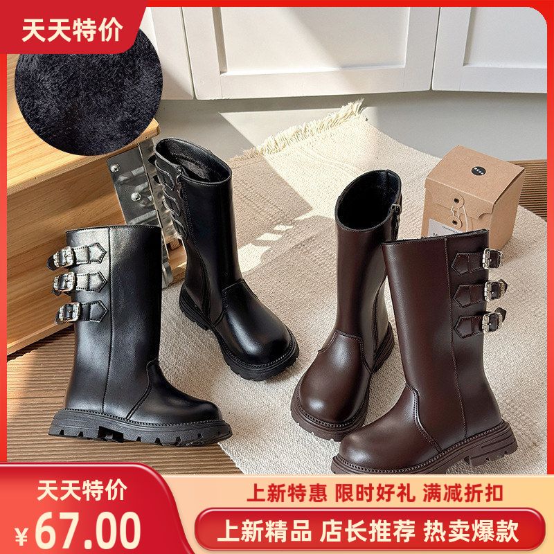 ins复古加绒长筒靴2025冬季新款