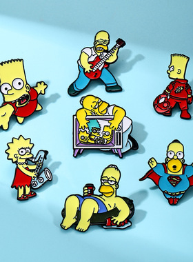 欧美动画辛普森一家卡通胸针巴特The Simpsons动漫周边金属徽章