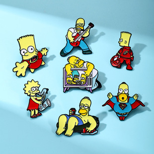 欧美动画辛普森一家卡通胸针巴特The Simpsons动漫周边金属徽章