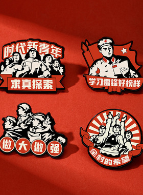 学习雷峰纪念胸针时代新青年红色主题周边金属徽章青年志愿者胸针
