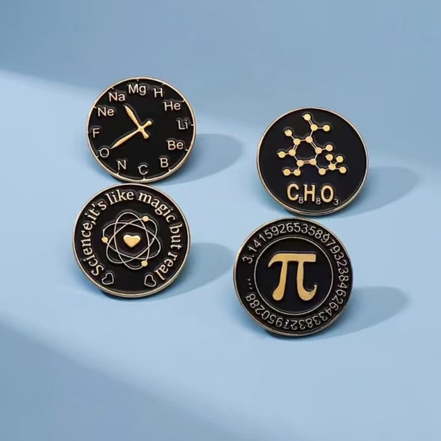 卡通化学元素字母符号数学圆周率科学分子徽章个性创意金属胸针