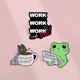 创意卡通WORK相关胸针可爱咖啡猫青蛙打工语录徽章包包装 饰别针