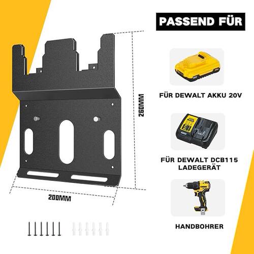 适用DeWalt得伟20V电池 DCB115充电器壁挂式支架18V 60V挂架悬挂