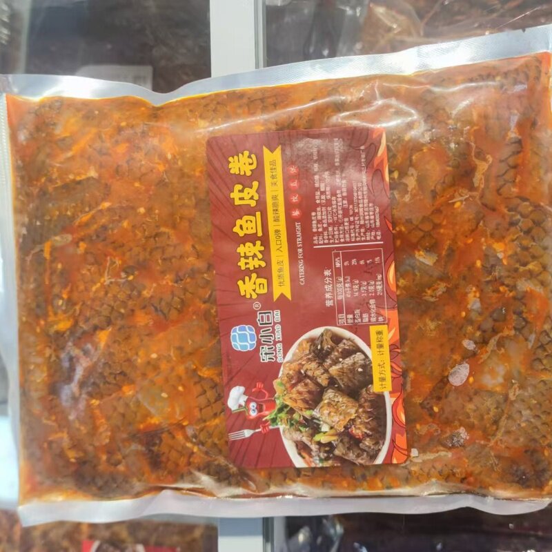 香辣鱼皮卷1kg大包装鱼皮丝酒店饭店用特色半成品凉菜开袋即食