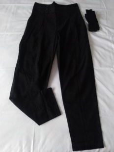 原单黑色高腰休闲裤 棉腰围76长103