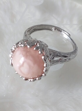 粉樱花玛瑙戒指卡11-12