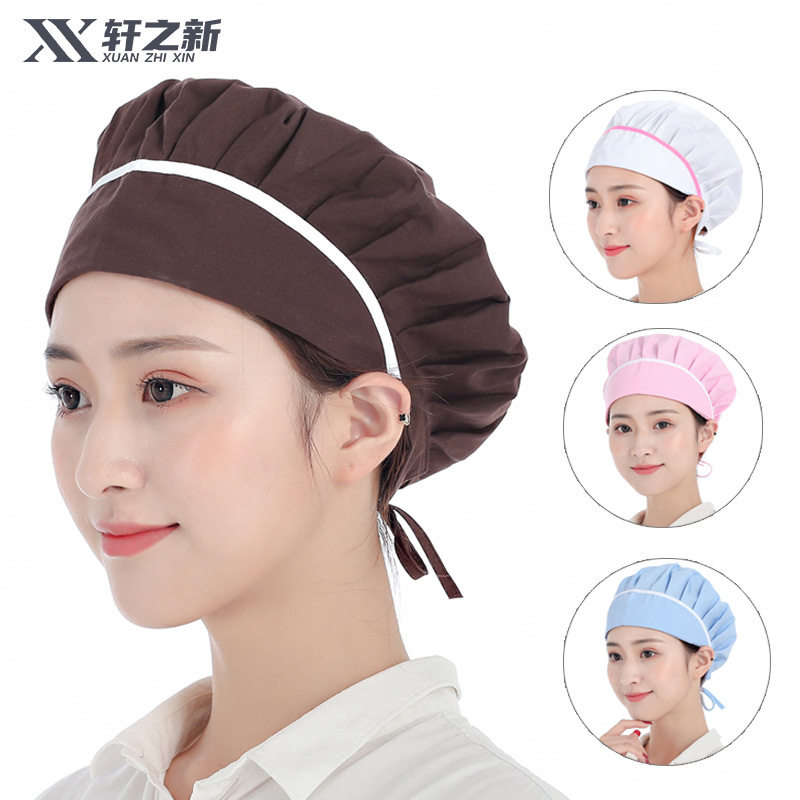 厨师帽女防尘防油烟厨房帽