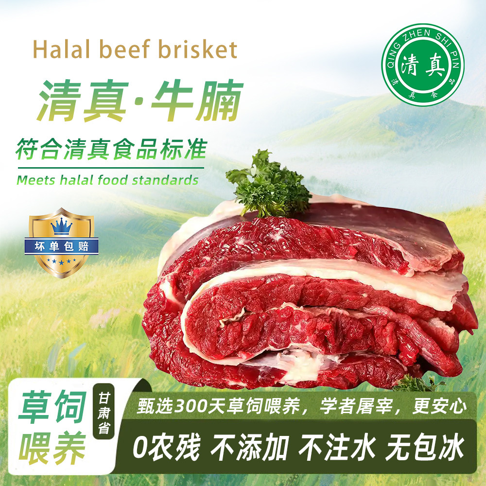 清真国产甘肃黄牛牛腩肉新鲜原切生牛肉4斤装冷冻整块西北散养
