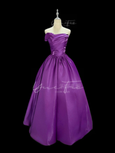 迎接｜乐府礼服26年紫色缎面艺考声乐美声比赛主持成人礼服音乐生