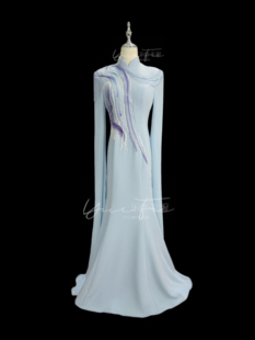 清流 | 乐府礼服25年蓝色音乐会长裙声乐民乐古筝艺考民族礼服