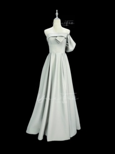 圣洁少女 | 乐府礼服25年银灰色两穿缎面声乐艺考伴娘成人晚礼服