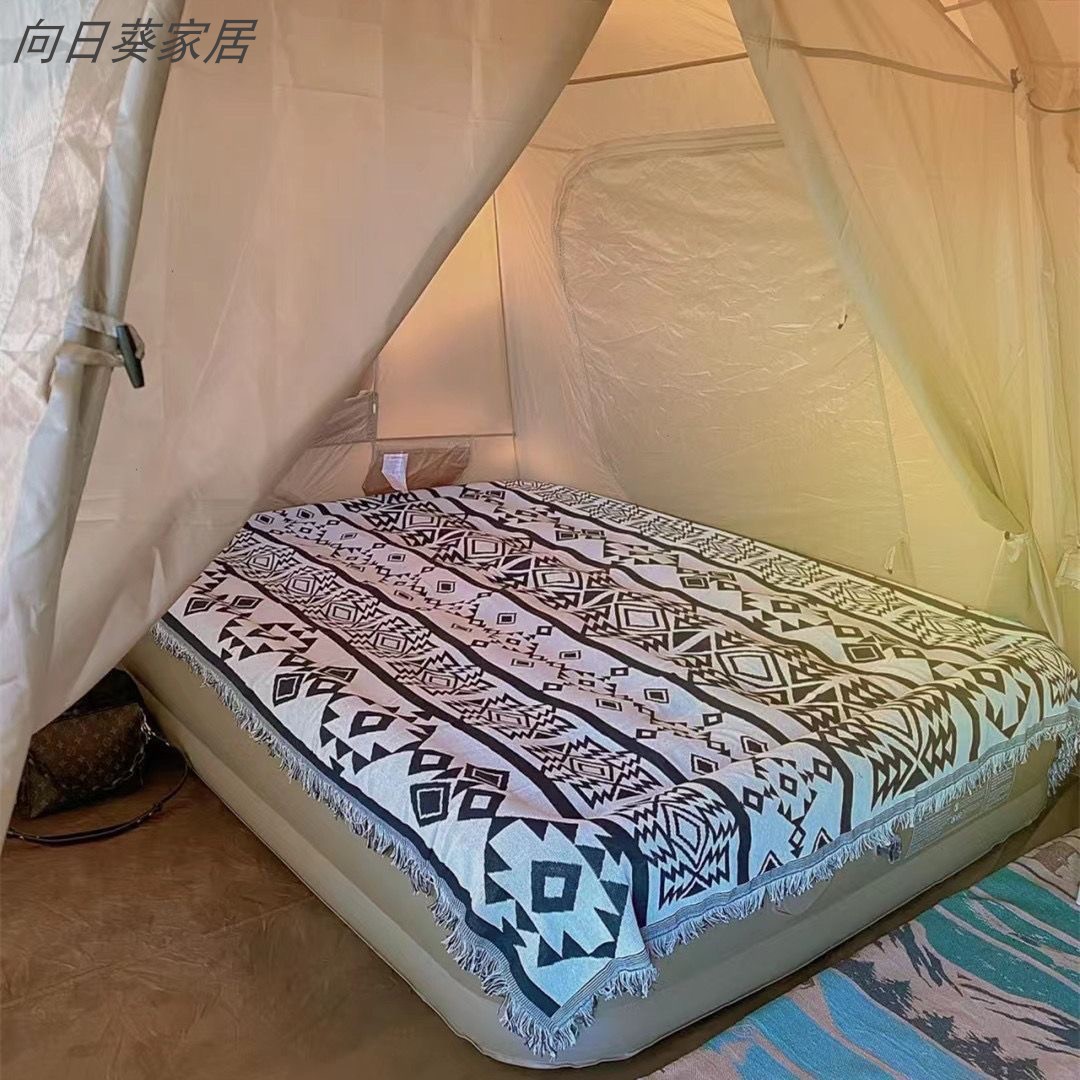 充气床垫户外毯子露营床毯波西米亚艺术盖毯毛毯睡毯床单气垫床毯图片