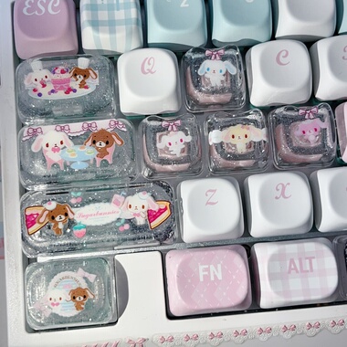 甜点兔键帽手作个性键帽可爱手作键帽xda原创手作键帽zuoya键帽