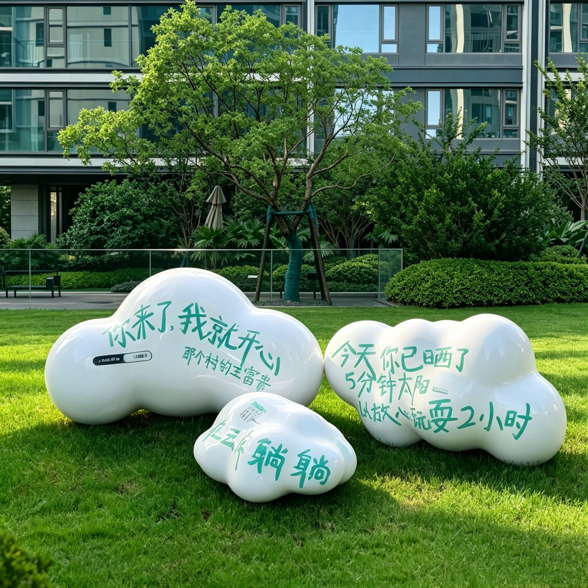 玻璃钢云朵雕塑幼儿园学校户外草坪装饰校园网红景观美陈落地摆件