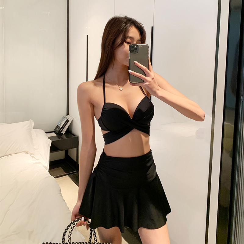 比基尼三点式性感带钢托带胸垫女