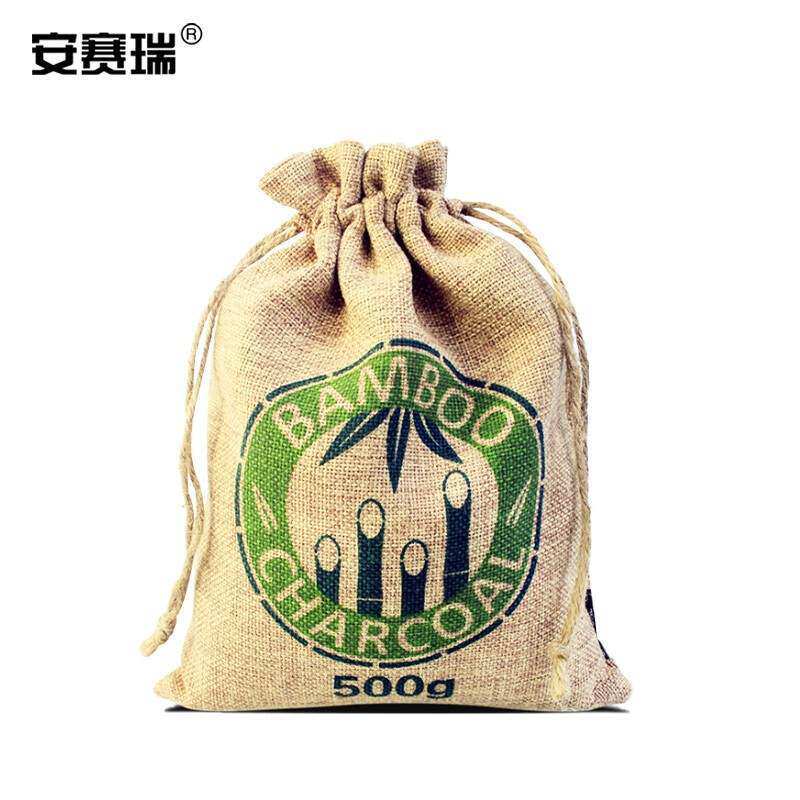 安赛瑞竹炭包汽车除味除甲醛麻布炭包500g绳索款车居两用新房装修