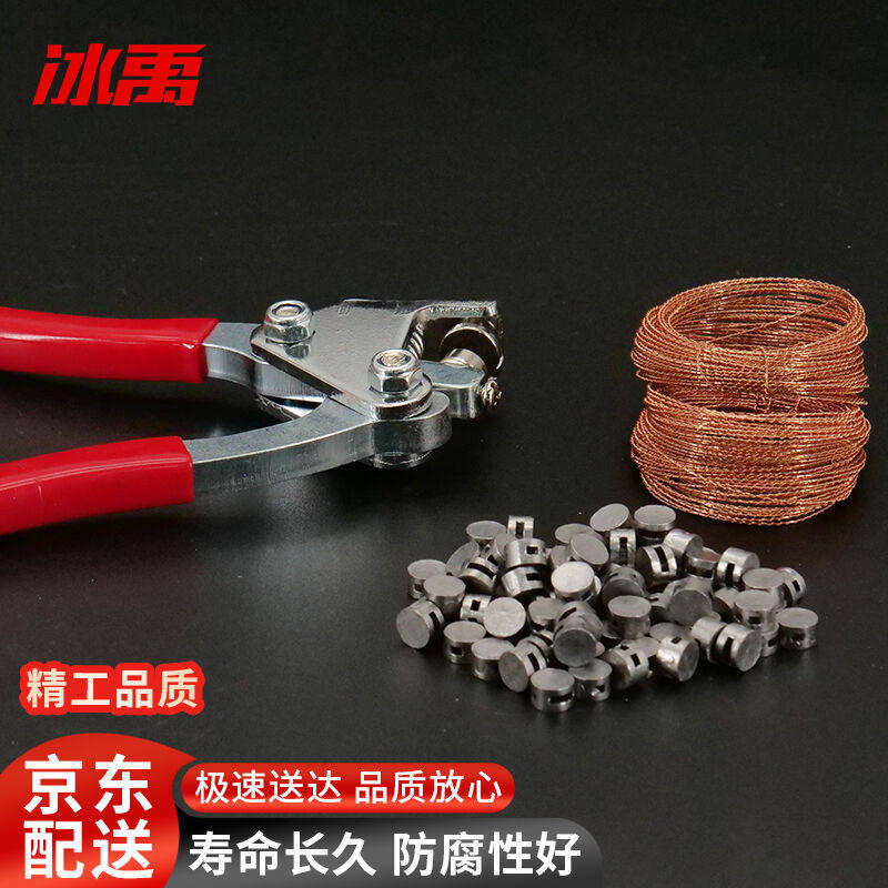 冰禹BYyn-93铅封钳套装铅印钳水表电表封口线双绞铅封扣钳+铜线18
