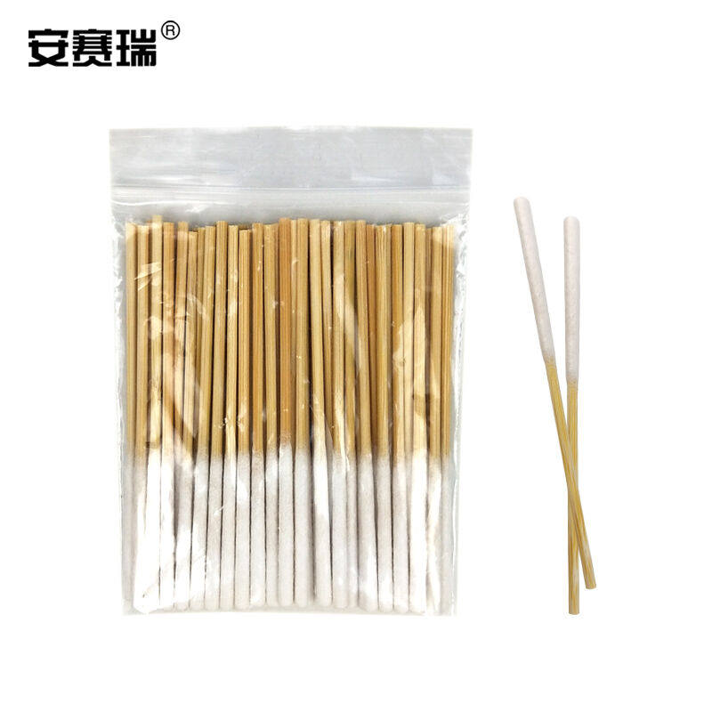 安赛瑞竹棒棉签（10袋装）实验室加长头竹杆棉签单头保养棉棒60支