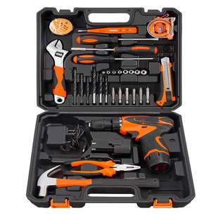 12V锂电双电池工具箱套装 伏兴FX35736件套锂电钻工具套装 多功能电