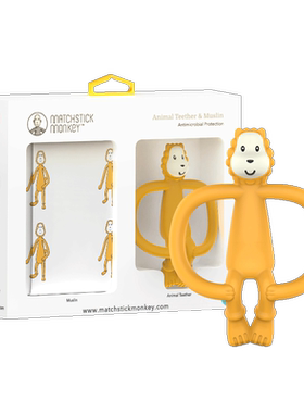 英国matchstickmonkey火柴猴牙胶婴儿磨牙棒有机棉纱巾盖毯礼盒装