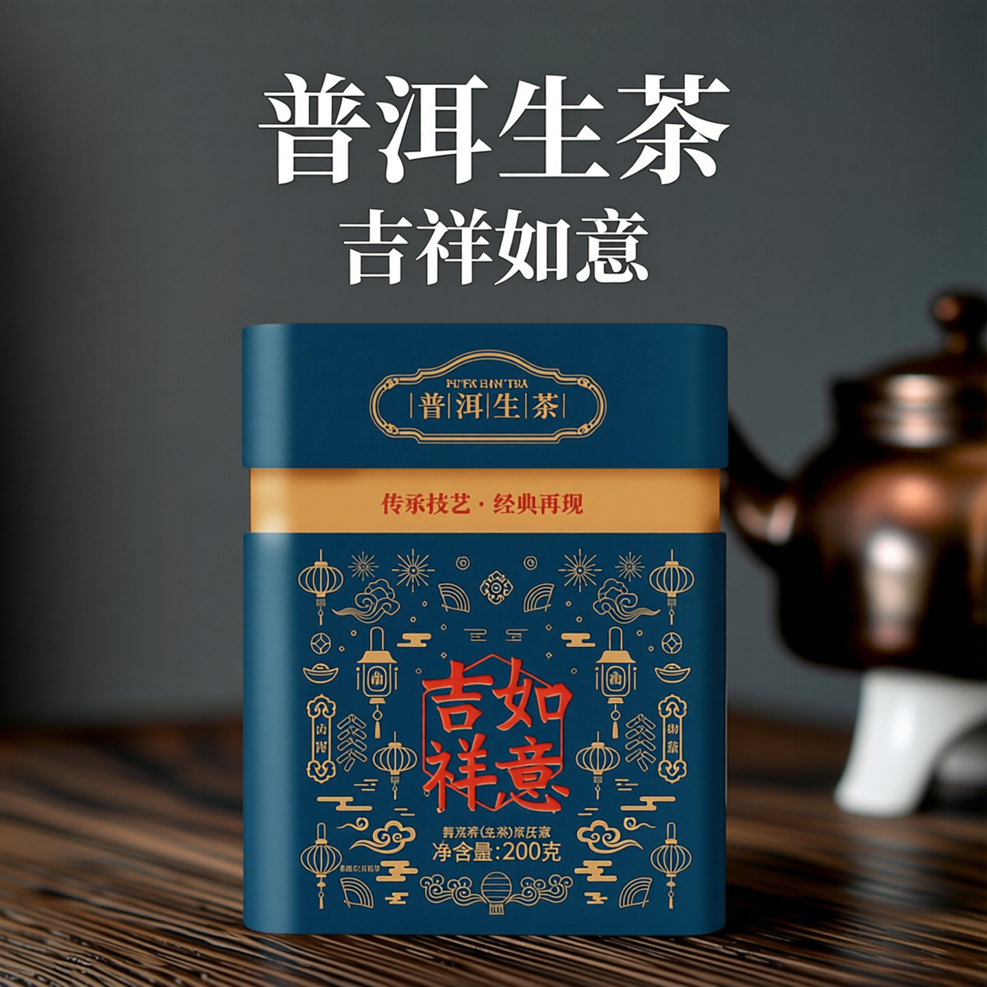 中茶云南普洱茶 吉祥如意普洱生茶紧压茶200g罐装茶叶 中华老字号