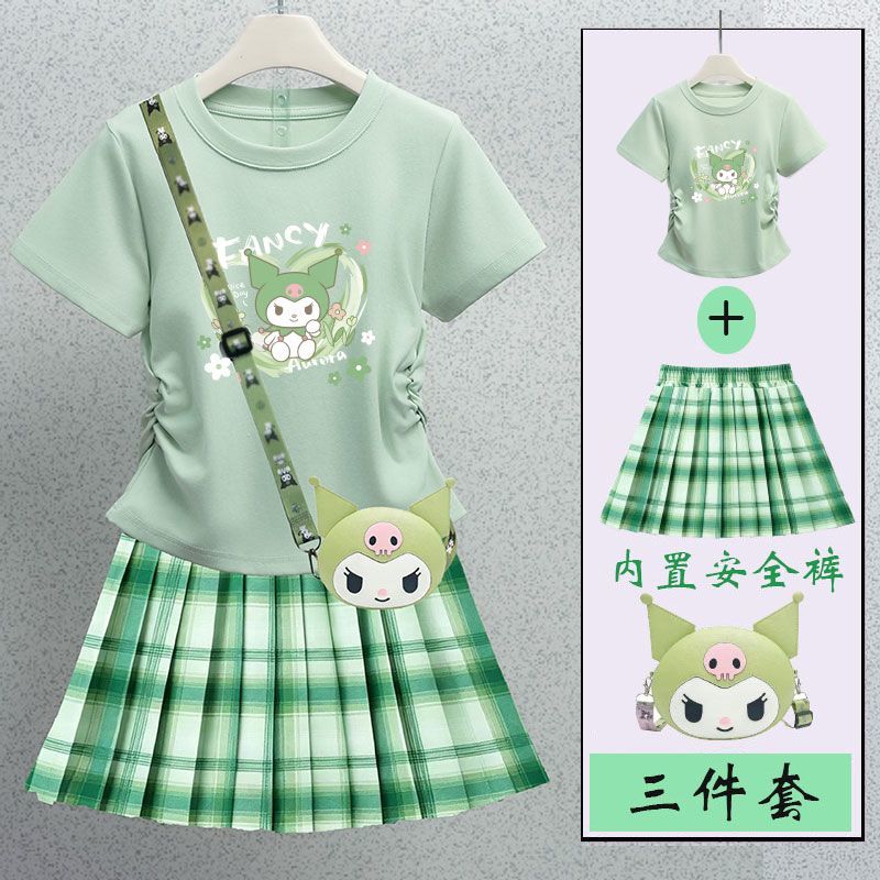 女童夏季套装2026新款洋气儿童时髦短袖夏装中大童巨好看百褶裙潮