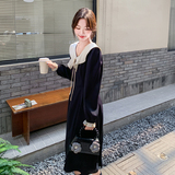 法式赫本风黑色长袖连衣裙女初秋2025新款气质高级感绝美收腰长裙，女装连衣裙，浙宝131