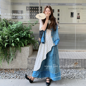 设计感小众叠穿牛仔三件套女2025夏季新款甜酷风T恤马甲半身裙潮图片