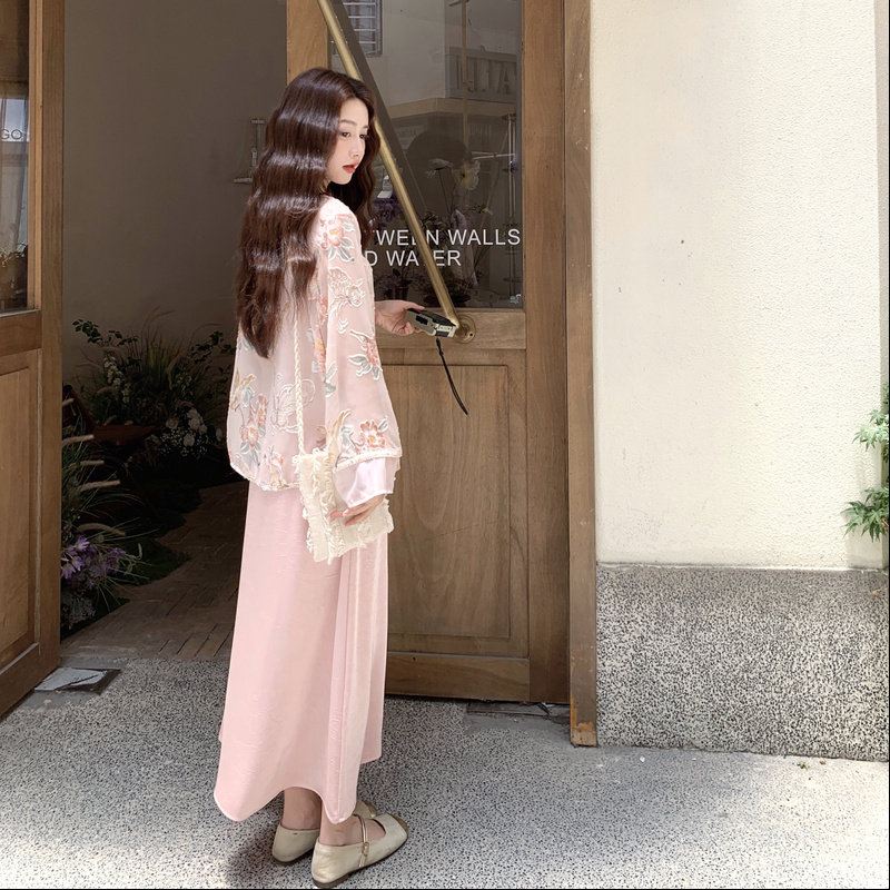 新中式气质国风吊带连衣裙防晒披肩上衣两件套女2025夏季新款套装,女装套装/套裙,浙宝131