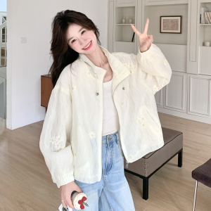 米白色花朵刺绣防晒外套女2025夏季新款独特设计感超好看短款夹克图片