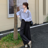 超火气质通勤穿搭衬衫女春秋2025新款韩系松弛感阔腿裤，女装套装/套裙，浙宝131