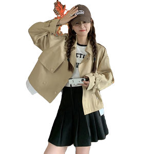 现货@2024卡其色短款风衣外套131-5016P135K188图片
