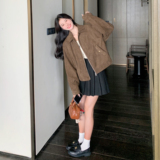美拉德短款麂皮绒外套女春秋装美式复古慵懒chic又酷又飒皮衣夹克，女装短外套，象礼