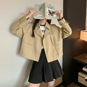 现货@2024卡其色短款风衣外套131-5016P135K188图片