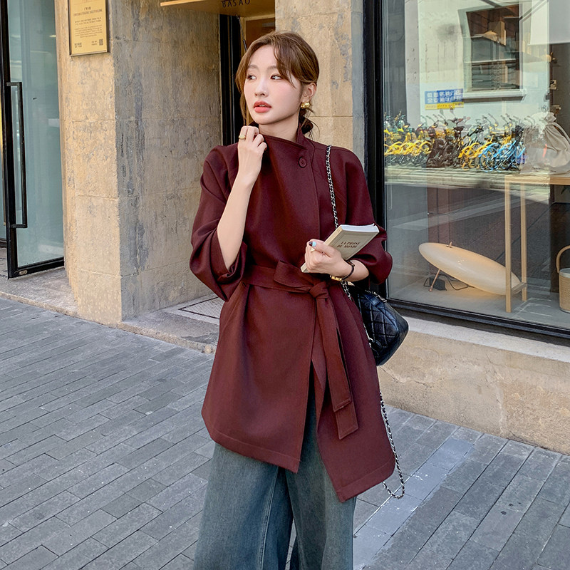 红短款立领风衣外套女2025秋季韩系高级感收腰显瘦流行大衣，女装风衣，象礼