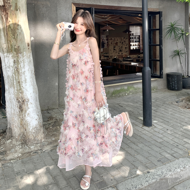 夏季新款现货网纱吊带连衣裙131-7327P140K198，女装连衣裙，象礼